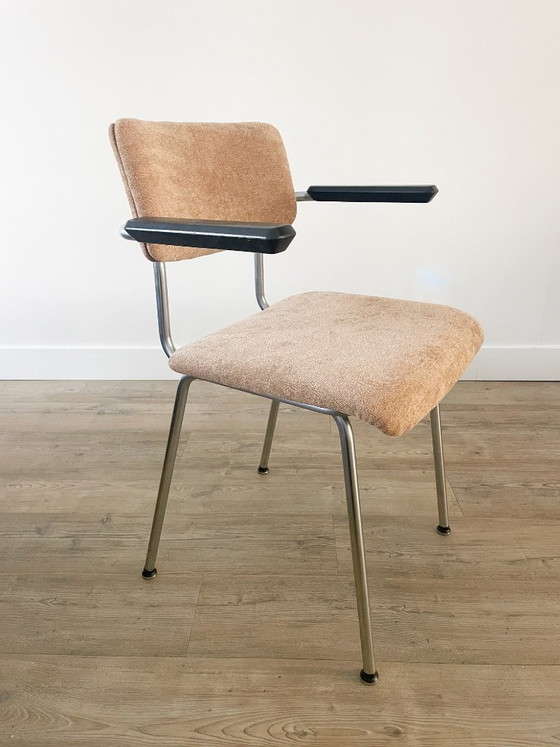 Gispen 1235 | set di cinque | appena rivestito | vintage, Sedie da pranzo, Tessile, Metallo, Beige (foto 3 di 8)