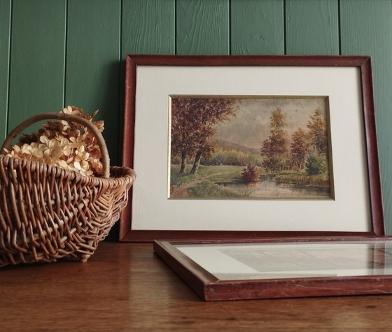 Image 1 of François-Joseph GIROT. Autumn Landscapes. Pair of framed watercolors.