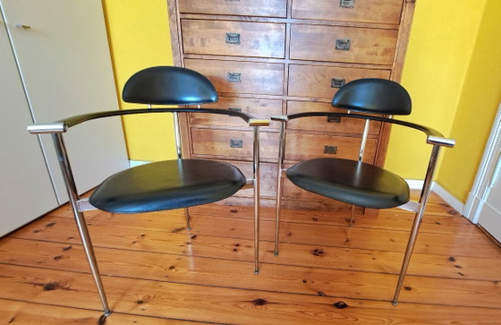 Arrben Italy Model Marilyn Side chairs, black, metal/chrome and leather, Arrben Italy, Model Marilyn, Modern (photo 12 of 14)