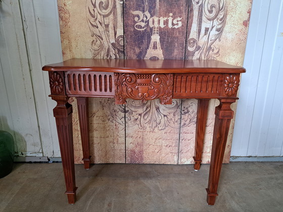 Image 1 of Classic Mahogany Wooden Sidetable, Hall Table, Wall Console Dimensions 90x45cm and 77cm High