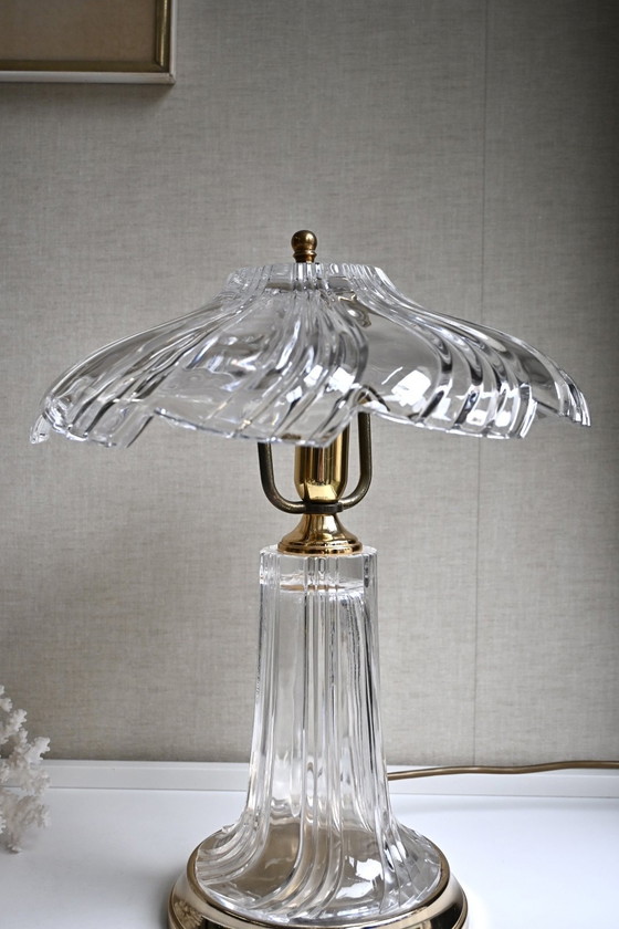Image 1 of French crystal table lamp in the style of Cofrac Art Verrier