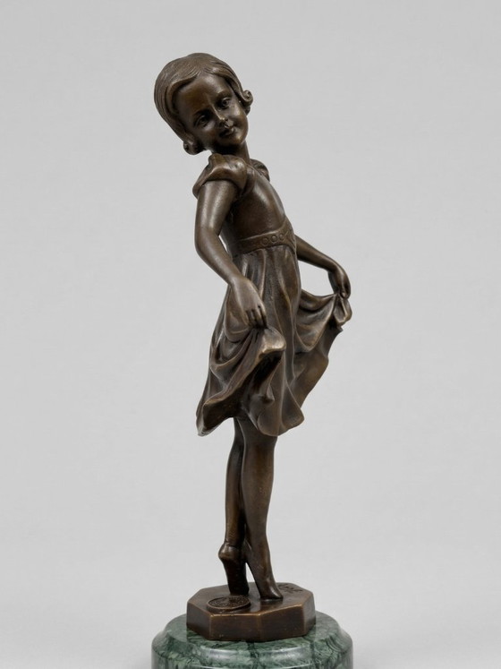 Image 1 of Art Deco sculptuur gesigneerd Preifs – Brons BJB – danseres – 32 cm
