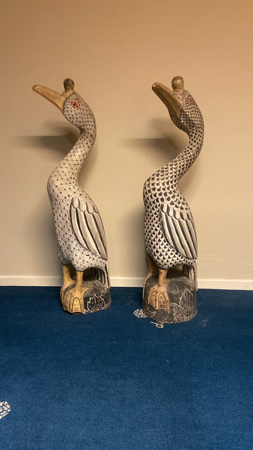 Two handmade wooden sculptures from Indonesia
