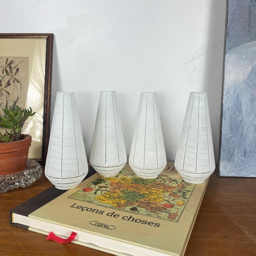 Set van 4 antieke witte glazen kappen voor wandlamp kroonluchter