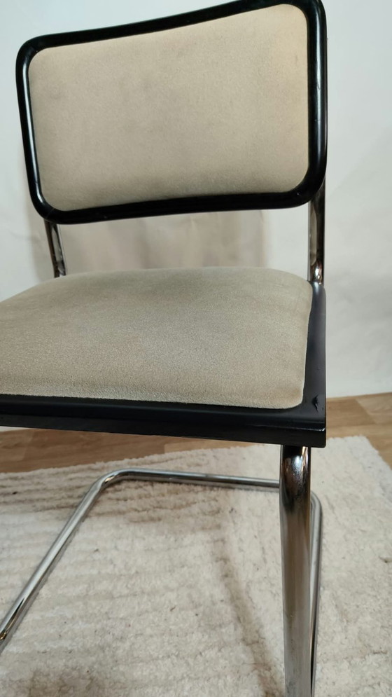 Cesca B32 Chair by Marcel Breuer, beige fabric upholstery, Dining chairs, Textile, Wood (photo 7 of 7)