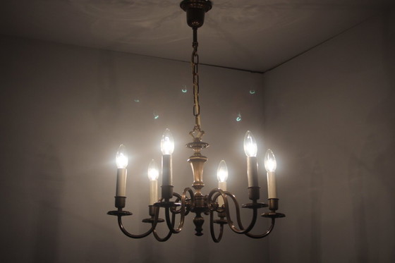 Image 1 of Vintage kroonluchter met zes armen, jaren 1970.