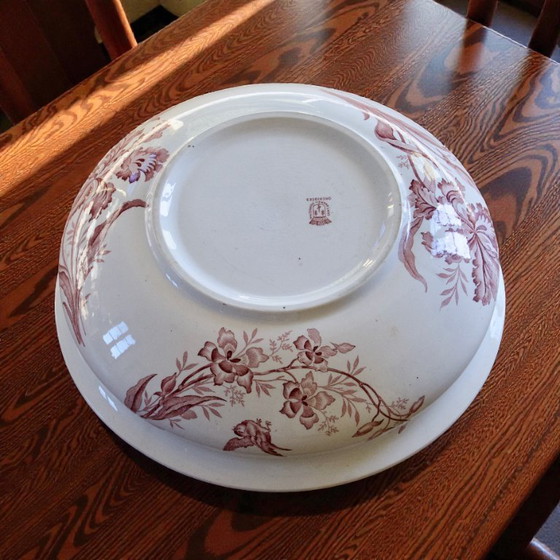 Image 1 of Sehr große Vogelschale aus dem 19. Jahrhundert, signiert St. Amand, Orchideensammlung