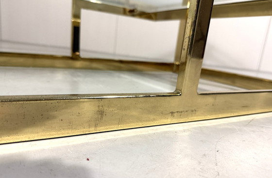 Image 1 of Mesa consola de latón y cristal, años 70