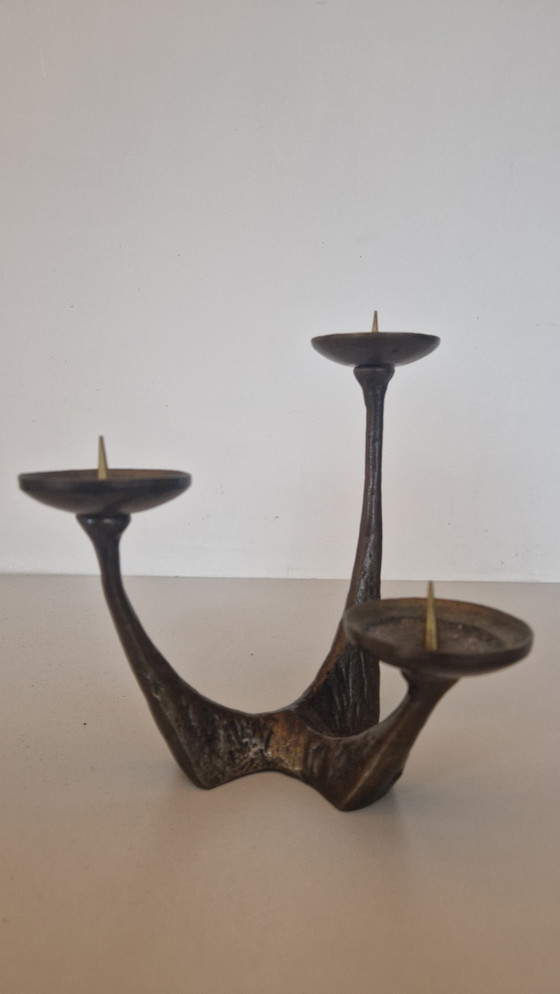 Image 1 of Candeliere brutalista in bronzo 1970