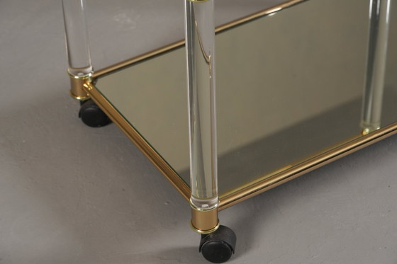 Image 1 of Vintage Brass And Lucite Serving Trolley, France 1960’s