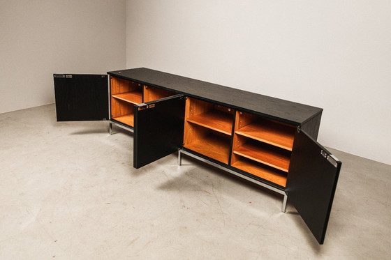 Image 1 of Florence Knoll sideboard in black oak and chrome for Knoll International, 1960s