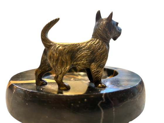 Image 1 of Wiener Bronzehund Scottish Terrier Österreich Marmor Tropfschale Eingangsschublade Wien