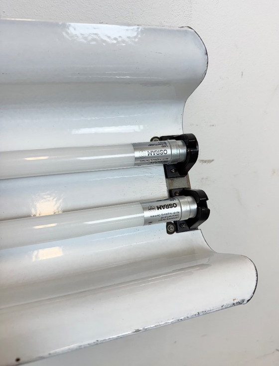 Image 1 of Lampadario industriale a sospensione in smalto grigio di Elektrosvit, anni '60