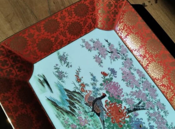 Image 1 of Vintage tray in high-quality Japanese porcelain / hand-painted.