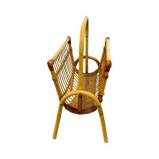 Image 1 of Vintage Wicker Newspaper Rack, Boho/PRL, Franco Albini Style, Italy 1970s