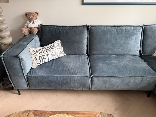 Divano angolare Riviera Maison - Velluto color petrolio - 300x220 cm
