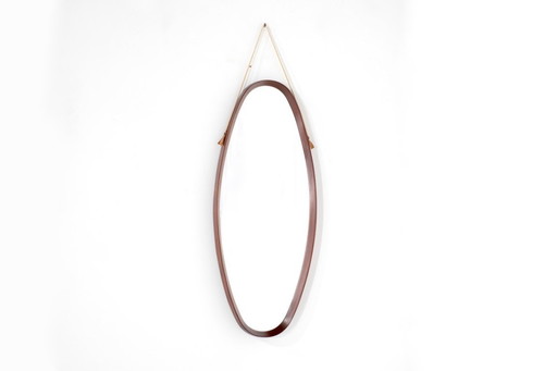 Vintage ovale houten spiegel, Italië, jaren 60.