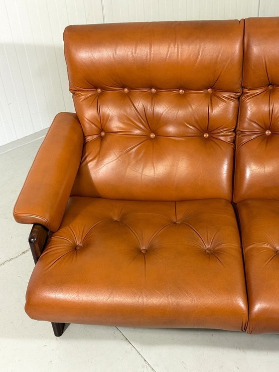 Image 1 of Coja Culemborg rosewood and leather three-seater sofa 1970s