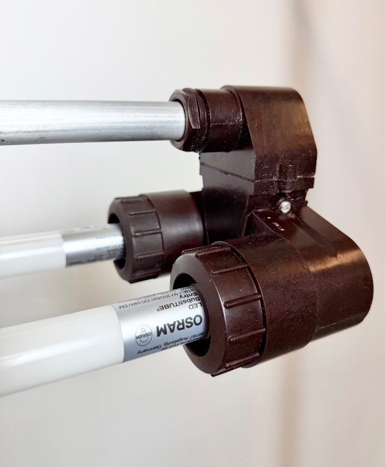 Image 1 of Industriële zilverkleurige buislamp van Elektrosvit, jaren 70.