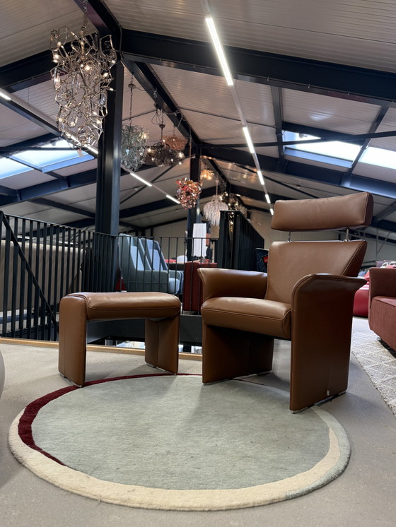 Image 1 of Jori Fauteuil Met Hocker Bruin Leer
