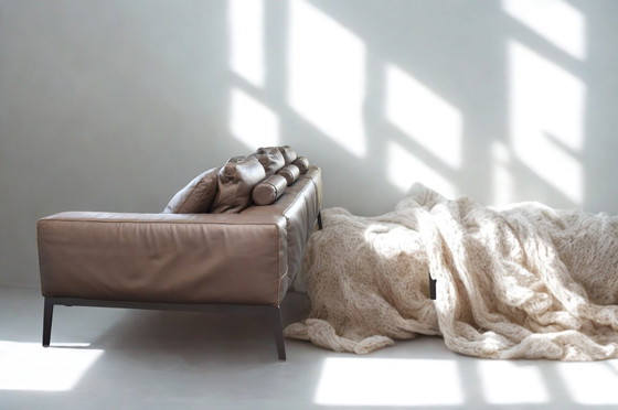 Image 1 of Ensemble canapé et repose-pieds Unique Flexform Lifesteel Pelle en cuir taupe marron