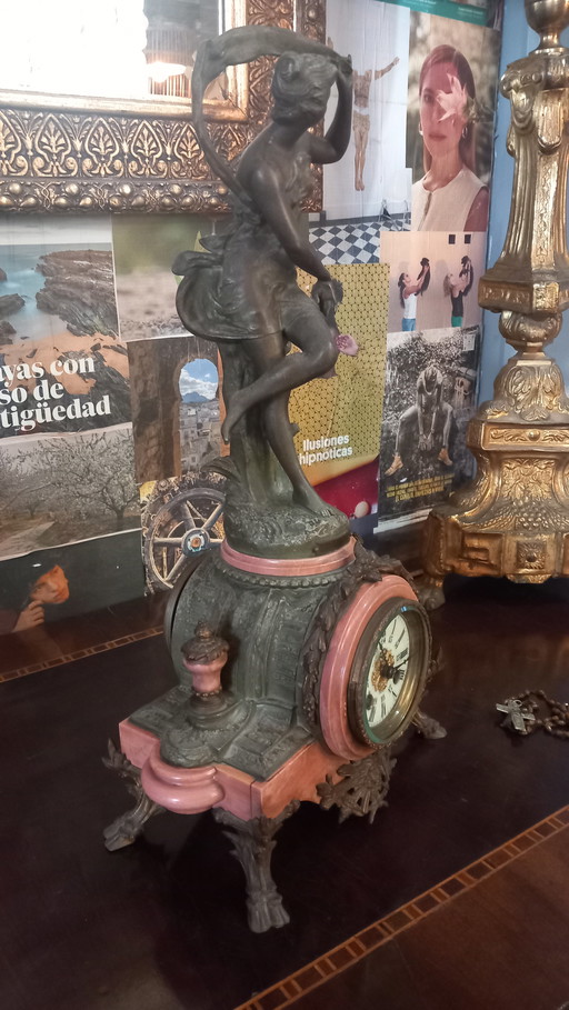 Art Deco bronze clock "Gust of Wind"