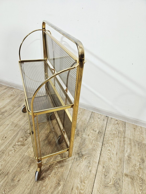 Desserte pliante Mid-Century Modern en laiton et verre acrylique nervuré, années 1960 – Brass (photo 15 of 17)