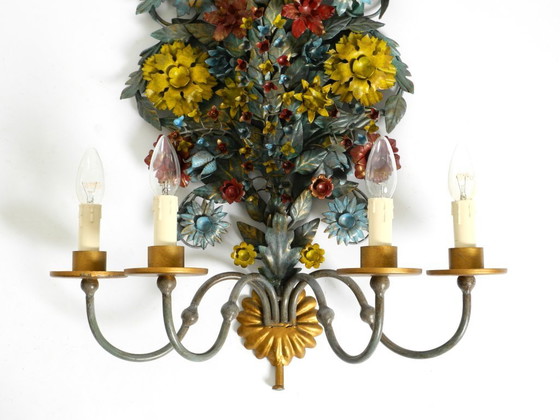 Image 1 of Immense et magnifique applique murale en métal doré et peint à la main, datant des années 1960, signée Hans Möller.