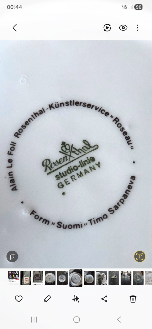 Rosenthal suomi Roseau gebaksbordjes