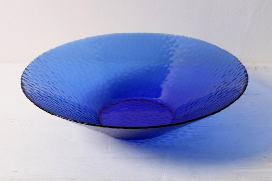 Image 1 of Mid-Century Cobalt Blue Glass Bowl / Large France Centerpiece / Arcoroc / France / 1980s