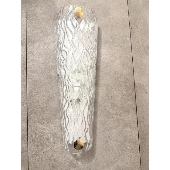 Image 1 of Apliques de pared monumentales de cristal de Murano transparente procedentes de Italia – Juego de dos