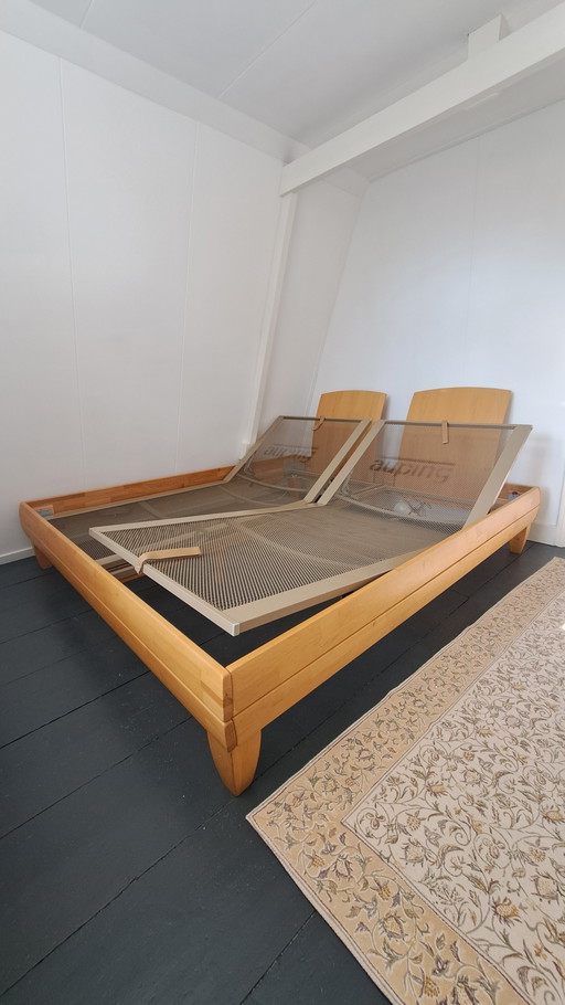 Auping bed frame solid wood and 2x 90x200 adjustable bed bases