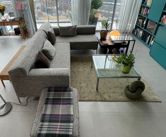L-vormige bank met chaise longue, bruin/wit/grijs, Design on Stock, Hoekbanken, Textiel, Metaal, Modern (foto 2 van 5)