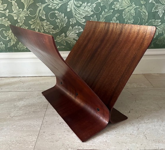 Image 1 of Vintage Umbra Magazine Rack in Bent Wood – Scandinavian Design 1980s