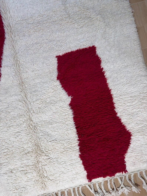 Tapis En Laine Fait Main 1,5/2,5 M Rouge Et Blanc – Ahrend, Wool (photo 5 of 10)