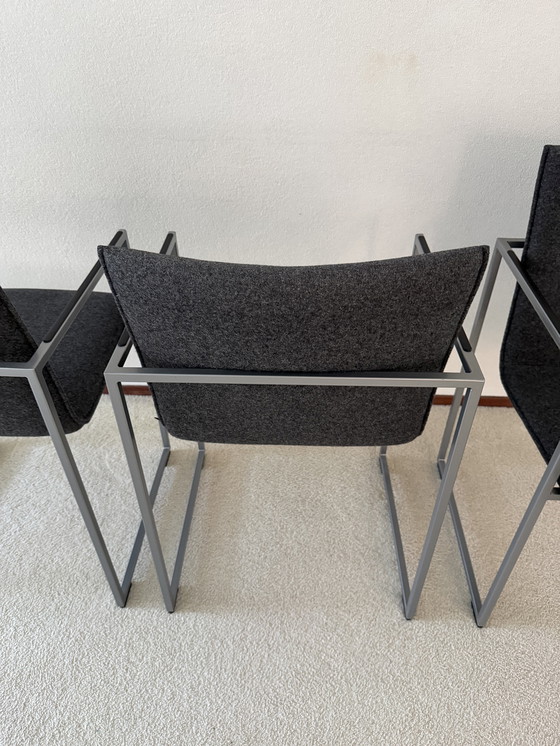 Image 1 of Set di 4 sedie da pranzo Arco Frame. Tessuto Divina melange 170 grigio.