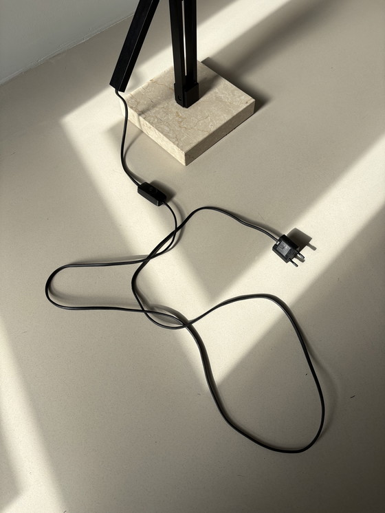 Image 1 of Lámpara de mesa industrial francesa estilo Jean Prouvé con base de mármol, años 70