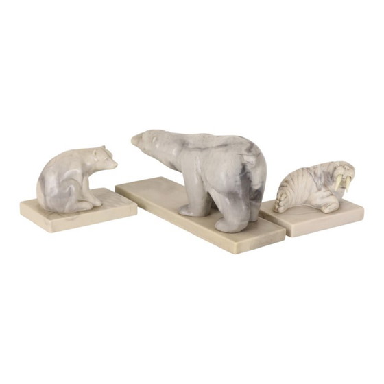 Set vintage di 3 statuette di animali in marmo artificiale Inuit Canada – Sculture, Plastic (photo 16 of 19)
