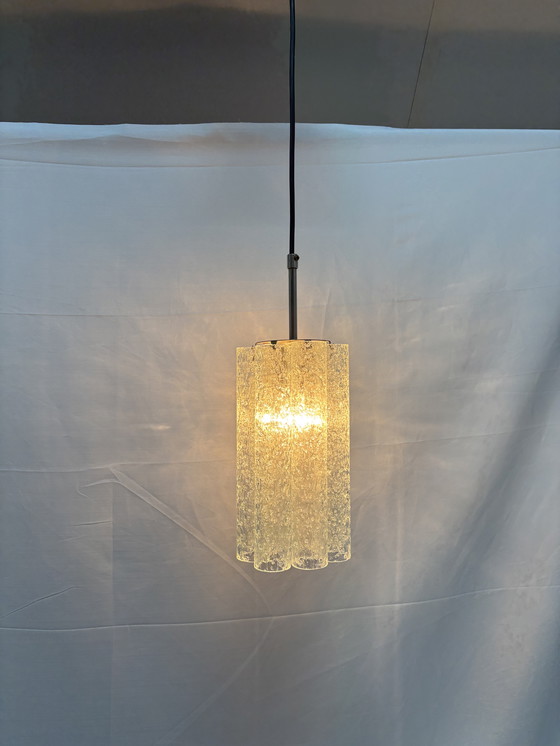 Image 1 of Suspension vintage Doria Leuchten tubes en verre glacé 1960/70