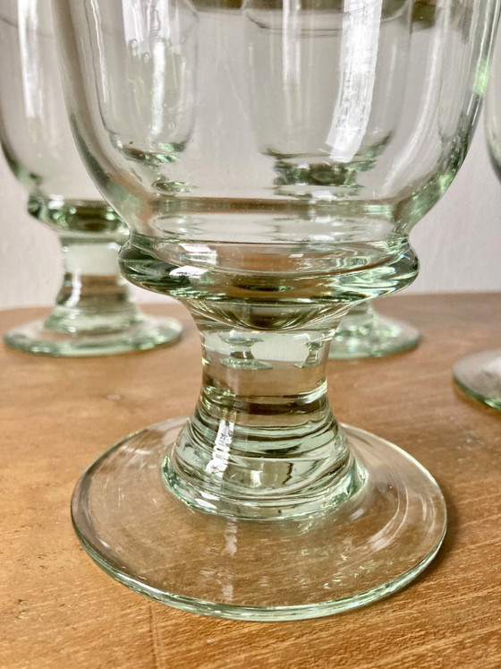 4 calici in vetro soffiato artigianale con sfumatura verde, Bicchieri e caraffe (foto 3 di 12)