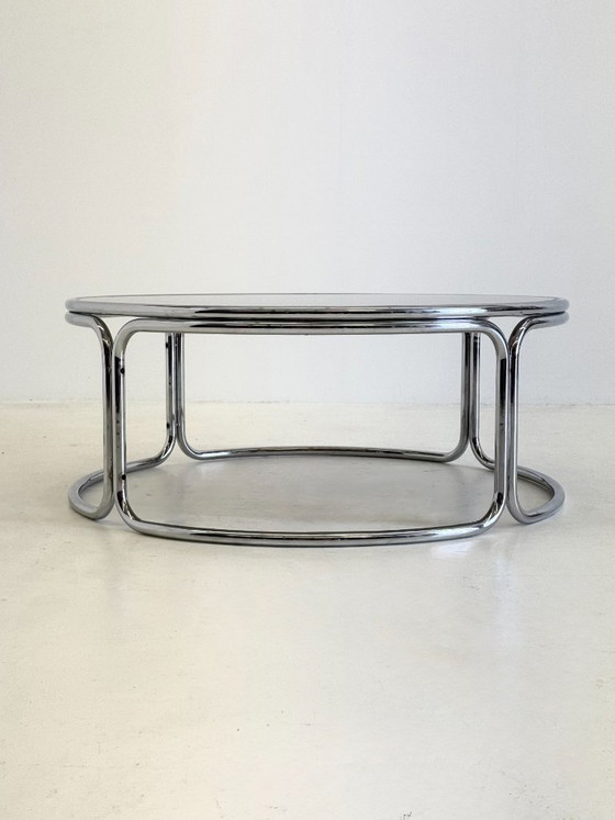 Image 1 of Space Age coffee table with smoked glass and chrome