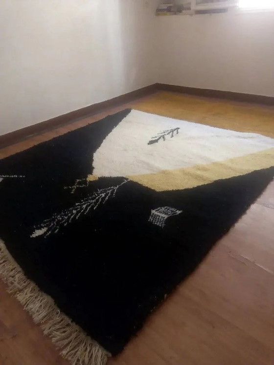Tappeto marocchino tessuto stile Beni Ourain - motivo nero - 307 x 210 cm – Tappeti, Wool, Cotton (photo 2 of 8)