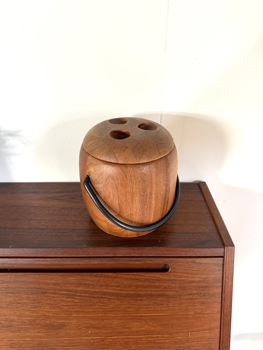 Vintage-Eiskübel aus Teakholz, Digsmed '60