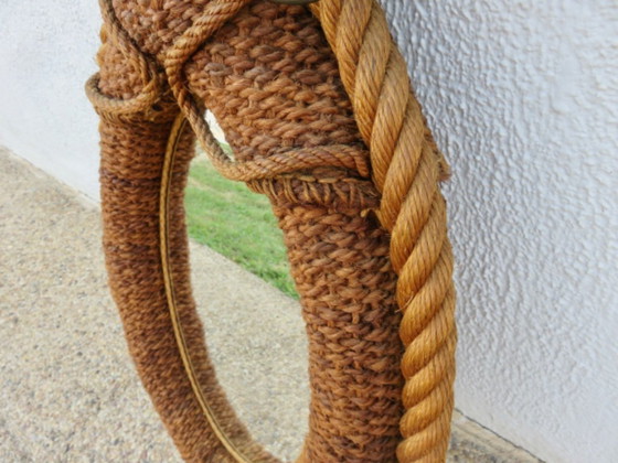 Audoux Minet, Miroir en corde tressée et cuir, XXL, France, vers 1960 – AUDOUX  MINET, Textile (photo 10 of 12)