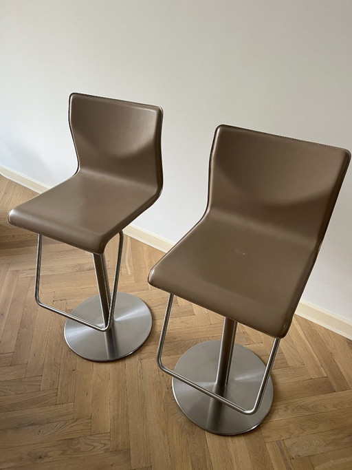 2 taburetes de bar Venezia – barkrukken, Leather, Metal