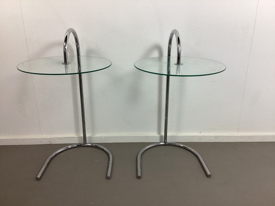 Image 1 of 2 tables vintage Ikea Ry chromées avec verre Björklund 