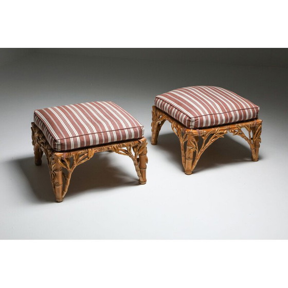 Image 1 of Pair of vintage ottoman, Arpex Italy Bamboo 1970s