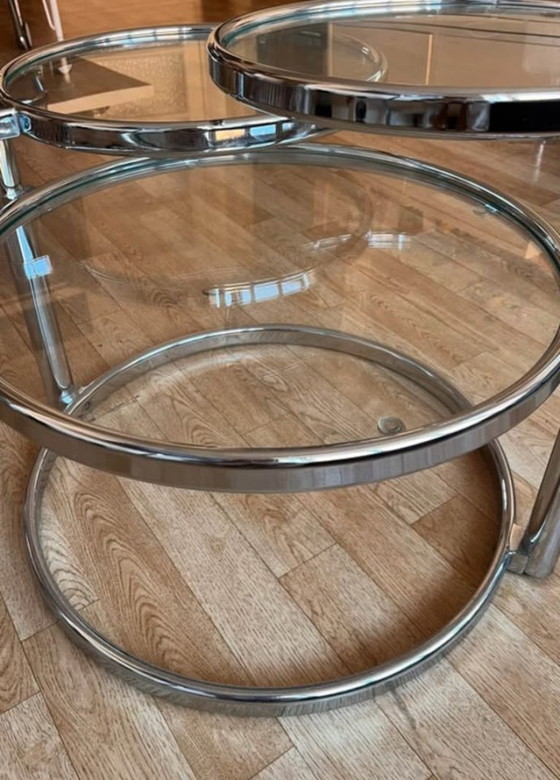 Image 1 of Table basse vintage style Space Age – Double pivotante – Design années 70