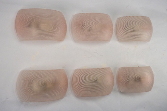 Image 1 of Satz von sechs rosafarbenen Muranoglas-Wandleuchtern. Italien 1970er Jahre