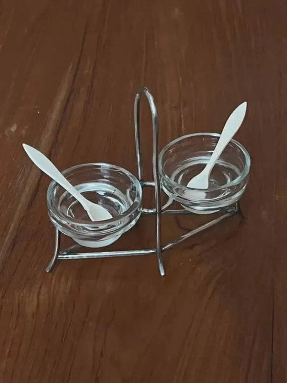 Antieke kruidenhouder – Zout / Peper in verzilverd metaal – Keukenaccessoires, Vintage (photo 4 of 7)